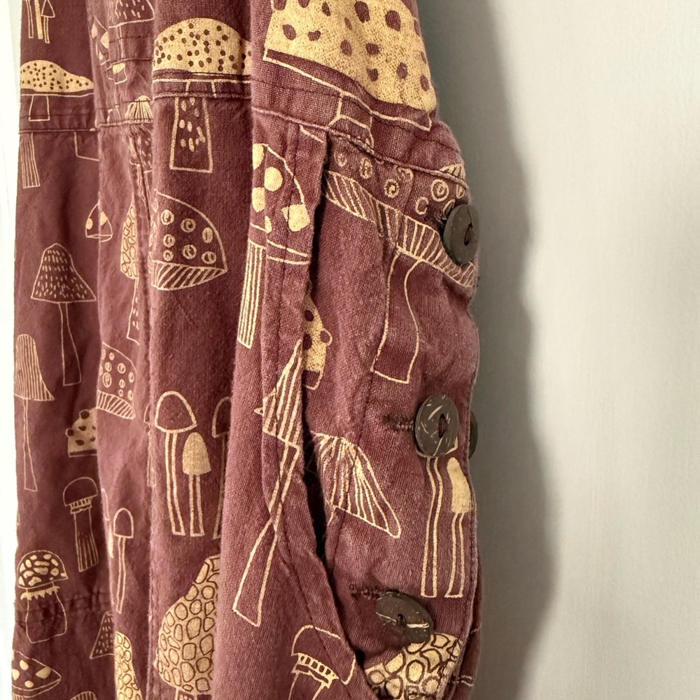 Women's Brown Mushroom-Print Overalls - Picture 4 of 6